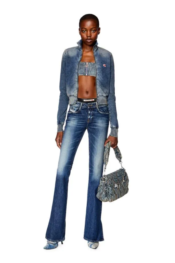 Diesel Demyne Medium Blue Women Sweatshirts and Hoodies