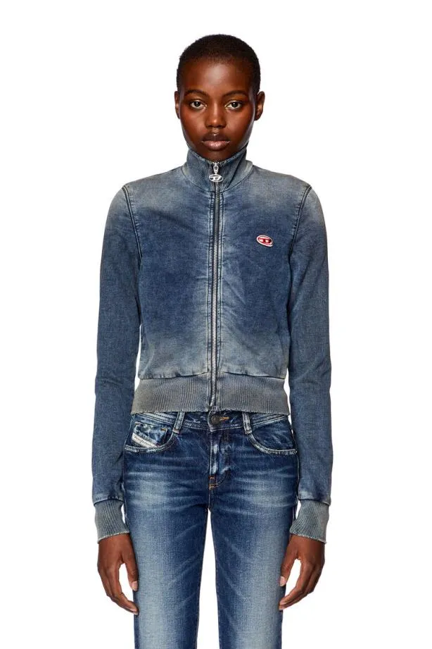 Diesel Demyne Medium Blue Women Sweatshirts and Hoodies
