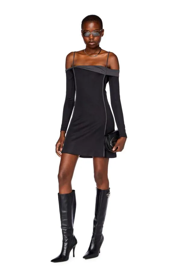 Diesel Drappy Black Women Dresses