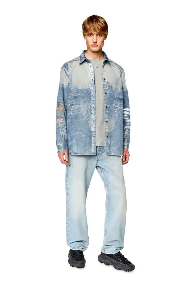 Diesel Dsimplyoverfsd Medium Blue Men Shirts