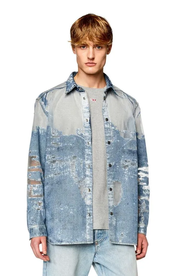 Diesel Dsimplyoverfsd Medium Blue Men Shirts