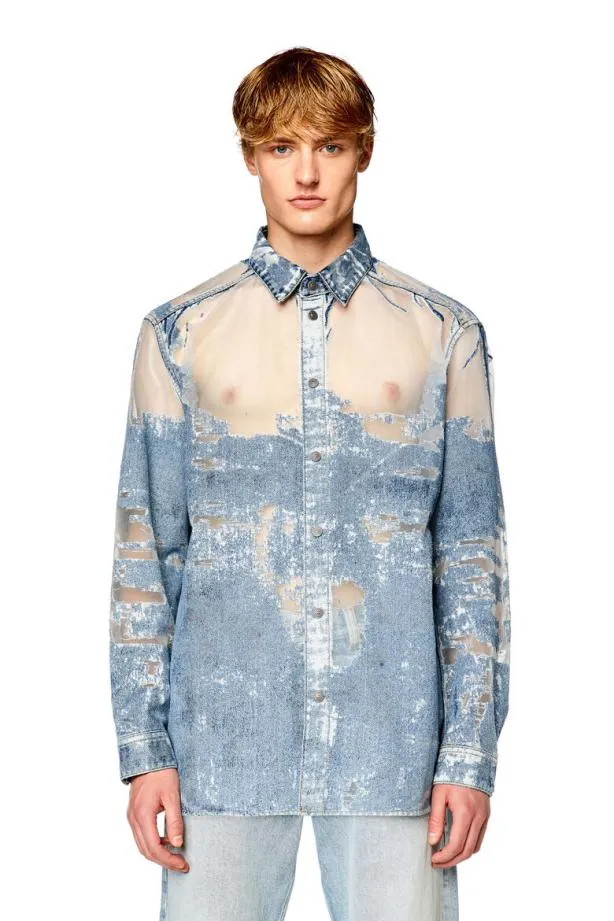 Diesel Dsimplyoverfsd Medium Blue Men Shirts