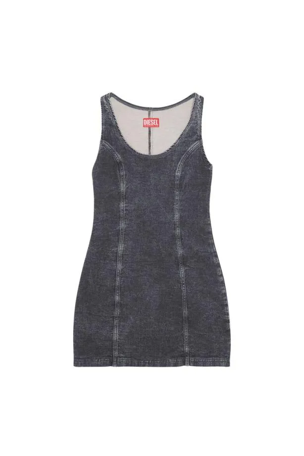 Diesel Dvenus Track Denim Tank Dress Blackdark Grey Women Dresses