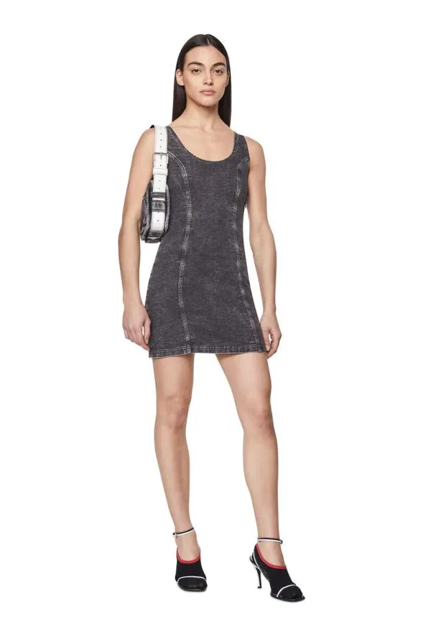 Diesel Dvenus Track Denim Tank Dress Blackdark Grey Women Dresses