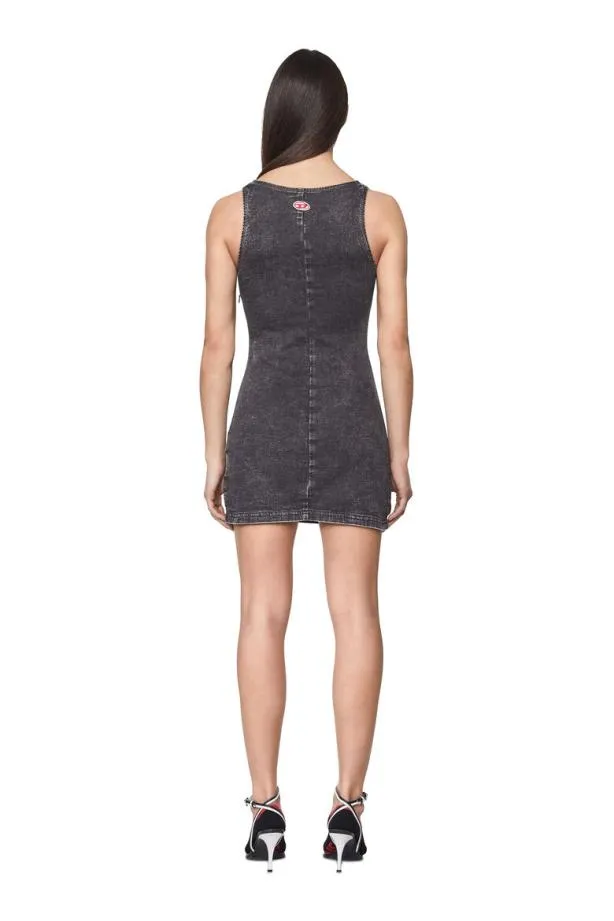 Diesel Dvenus Track Denim Tank Dress Blackdark Grey Women Dresses