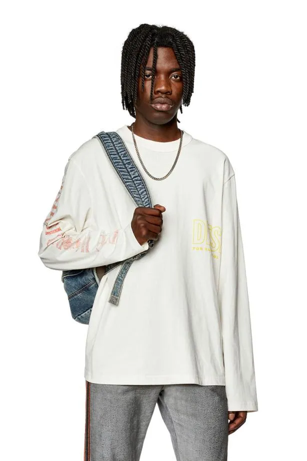 Diesel Tcranelsl5 White Men TShirts and Polos