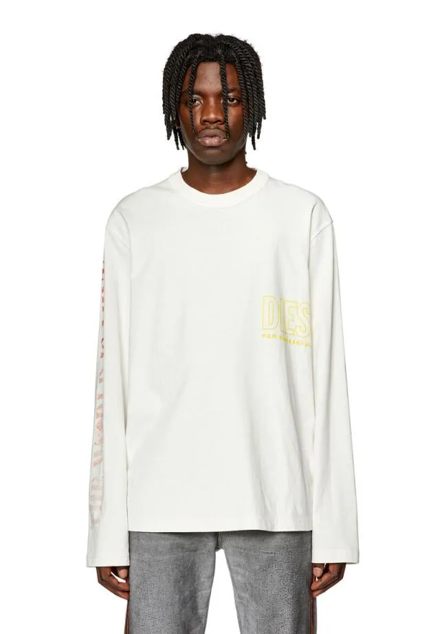 Diesel Tcranelsl5 White Men TShirts and Polos