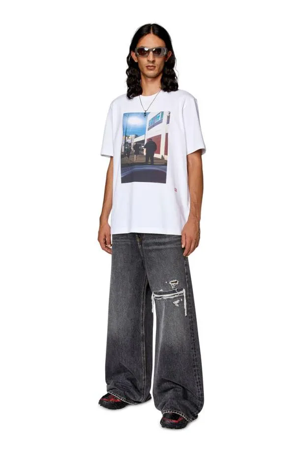Diesel Tjustl9 White Men TShirts and Polos