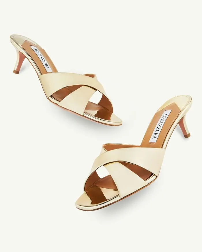 Divine Mule 50 Gold Women Aquazzura Slides and Mules Divine Mule 50 Gold Women Aquazzura Slides and Mules