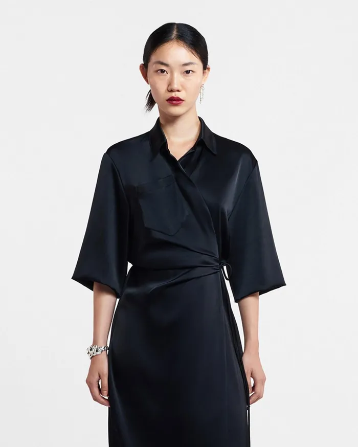 Draped Front Shirt Dress Black Women Nanushka Dresses