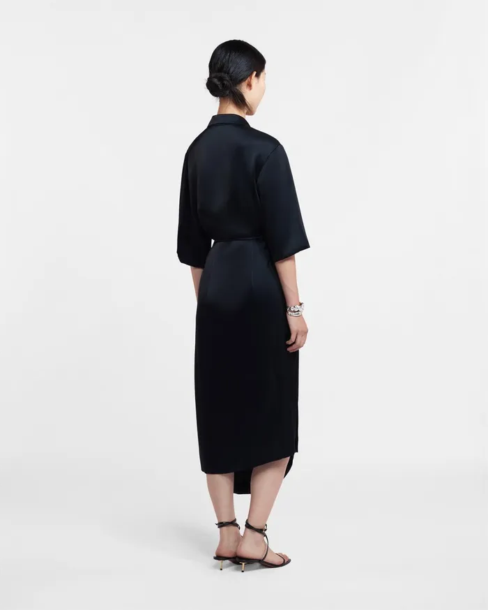 Draped Front Shirt Dress Black Women Nanushka Dresses