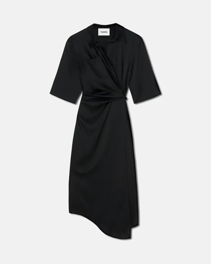 Draped Front Shirt Dress Black Women Nanushka Dresses
