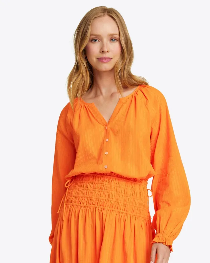 Draper James Alexandra Top In Marigold Dobby Stripe Women Tops