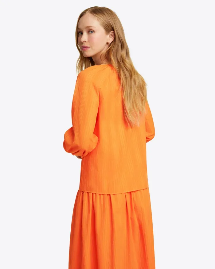 Draper James Alexandra Top In Marigold Dobby Stripe Women Tops