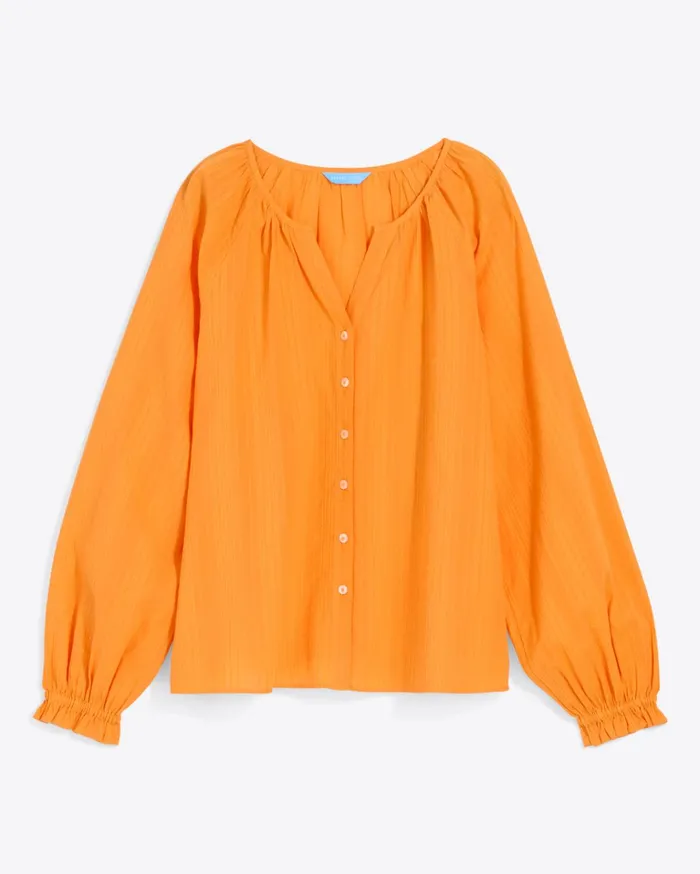 Draper James Alexandra Top In Marigold Dobby Stripe Women Tops