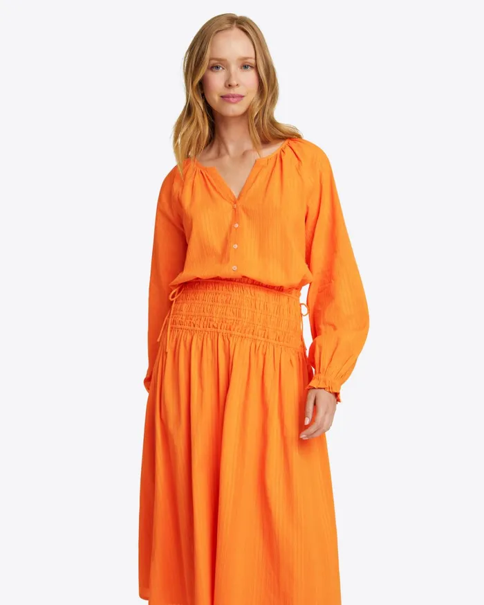 Draper James Alexandra Top In Marigold Dobby Stripe Women Tops