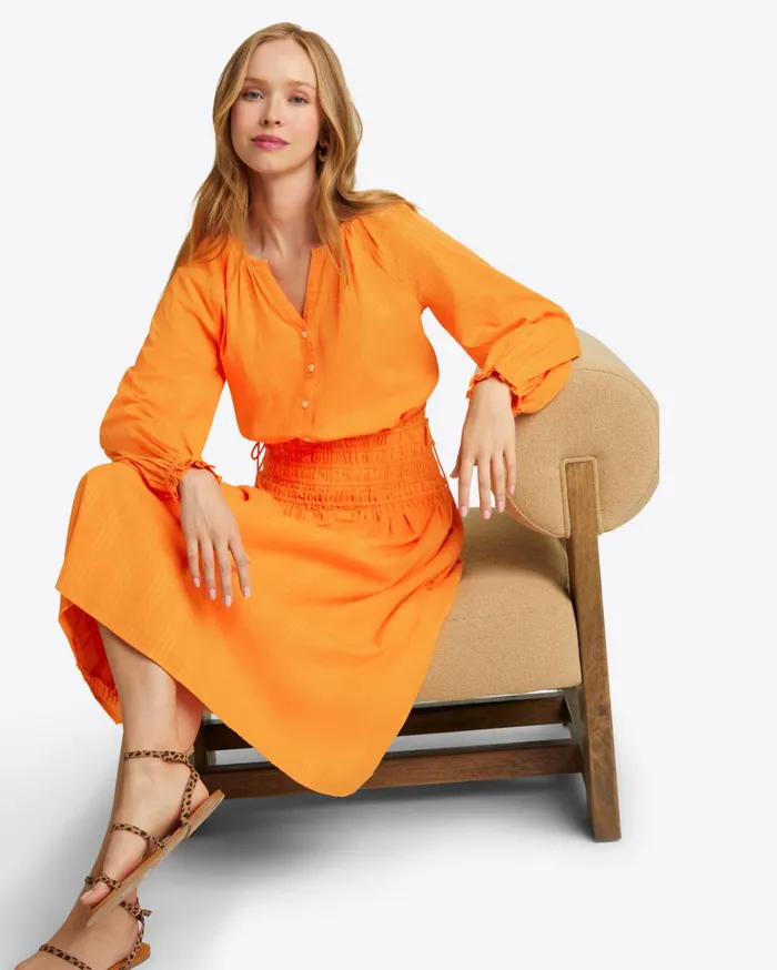 Draper James Alexandra Top In Marigold Dobby Stripe Women Tops