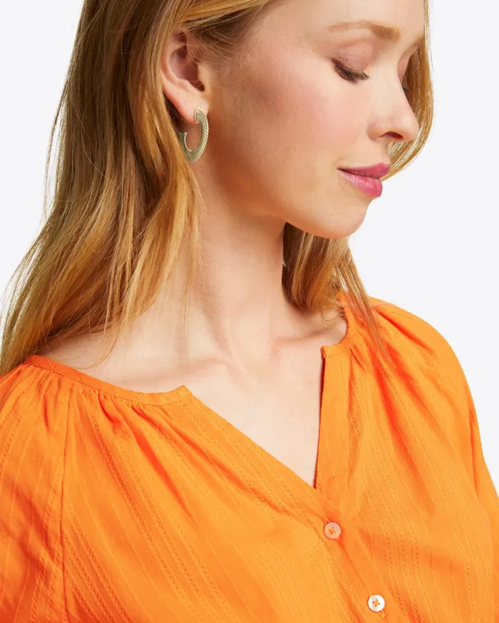 Draper James Alexandra Top In Marigold Dobby Stripe Women Tops