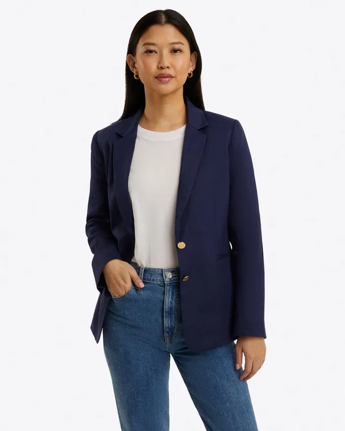 Draper James Blazer In Linen Women Jackets and Outerwear