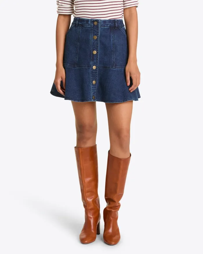 Draper James Button Front Denim Skirt Women Bottoms and Skirts