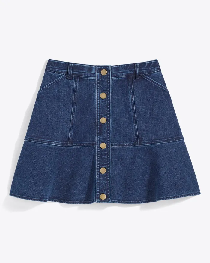 Draper James Button Front Denim Skirt Women Bottoms and Skirts