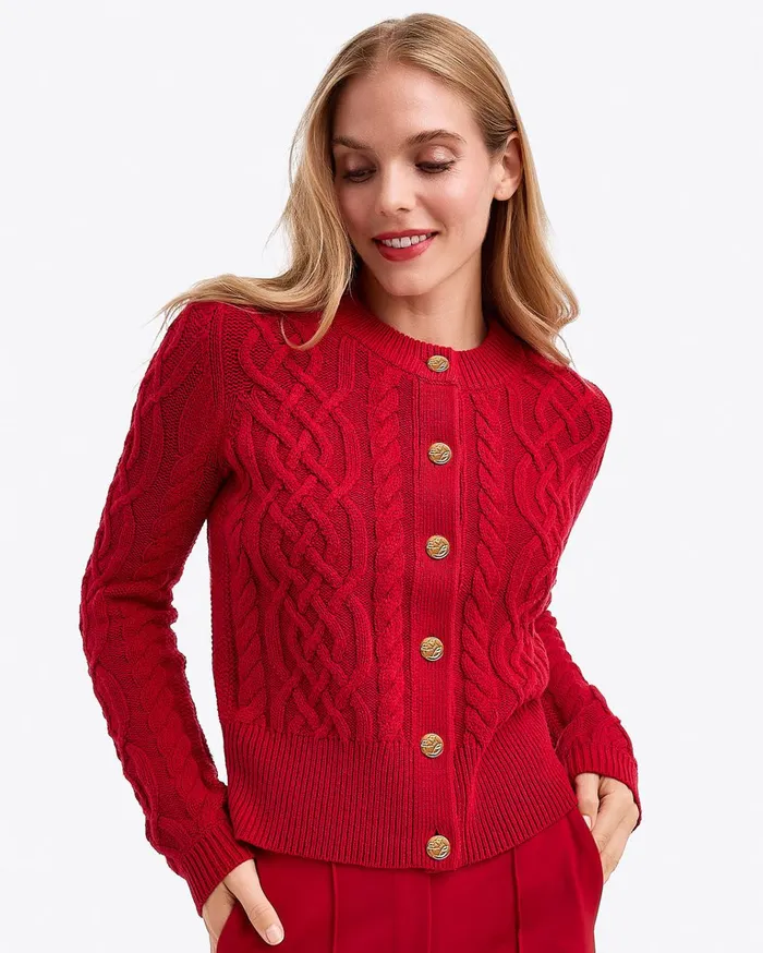 Draper James Cable Knit Cardigan Women Sweaters