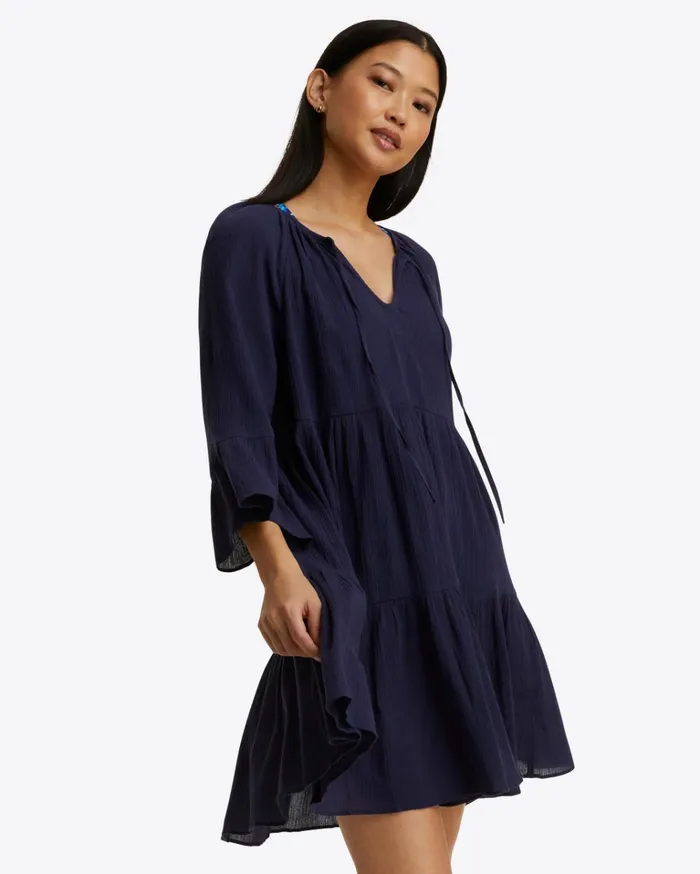 Draper James Crinkle Cotton Tiered Coverup Women Swim