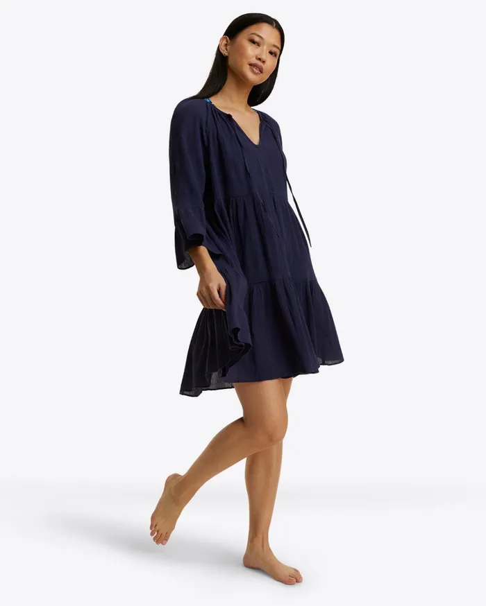 Draper James Crinkle Cotton Tiered Coverup Women Swim