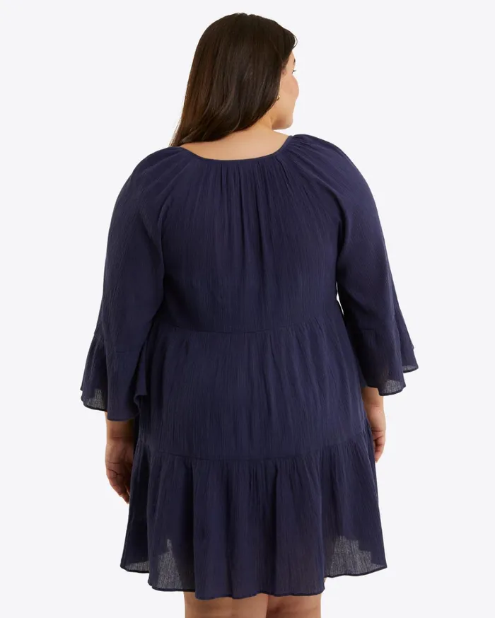 Draper James Crinkle Cotton Tiered Coverup Women Swim