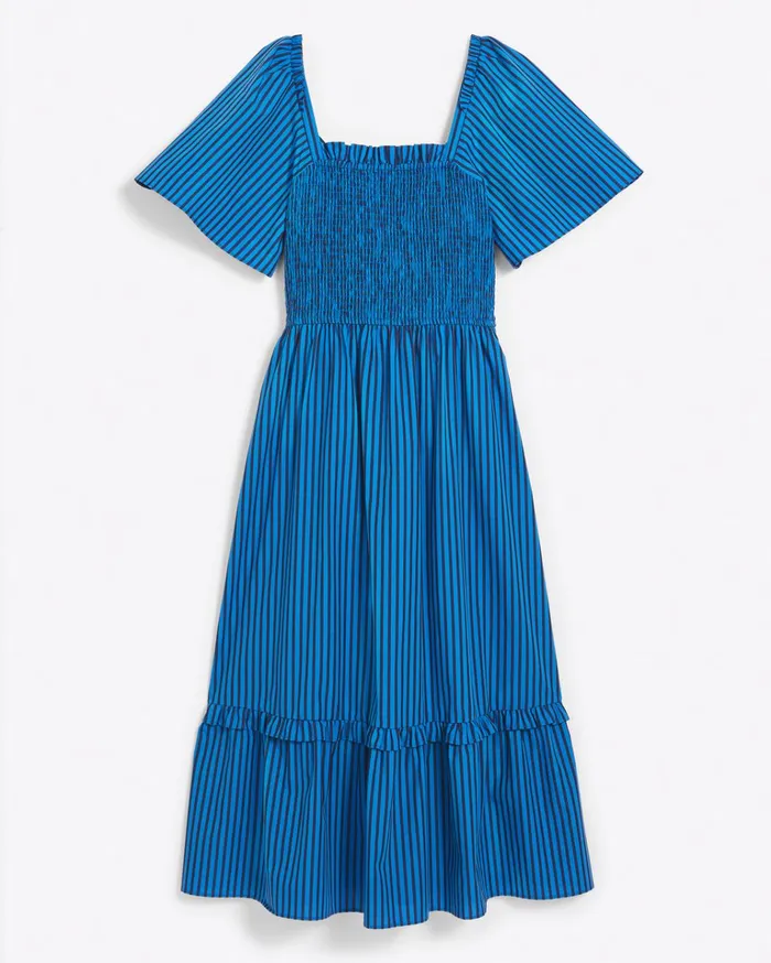 Draper James Deana Smocked Dress In Canopy Stripe Women Dresses