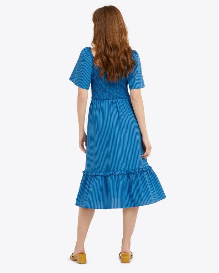 Draper James Deana Smocked Dress In Canopy Stripe Women Dresses