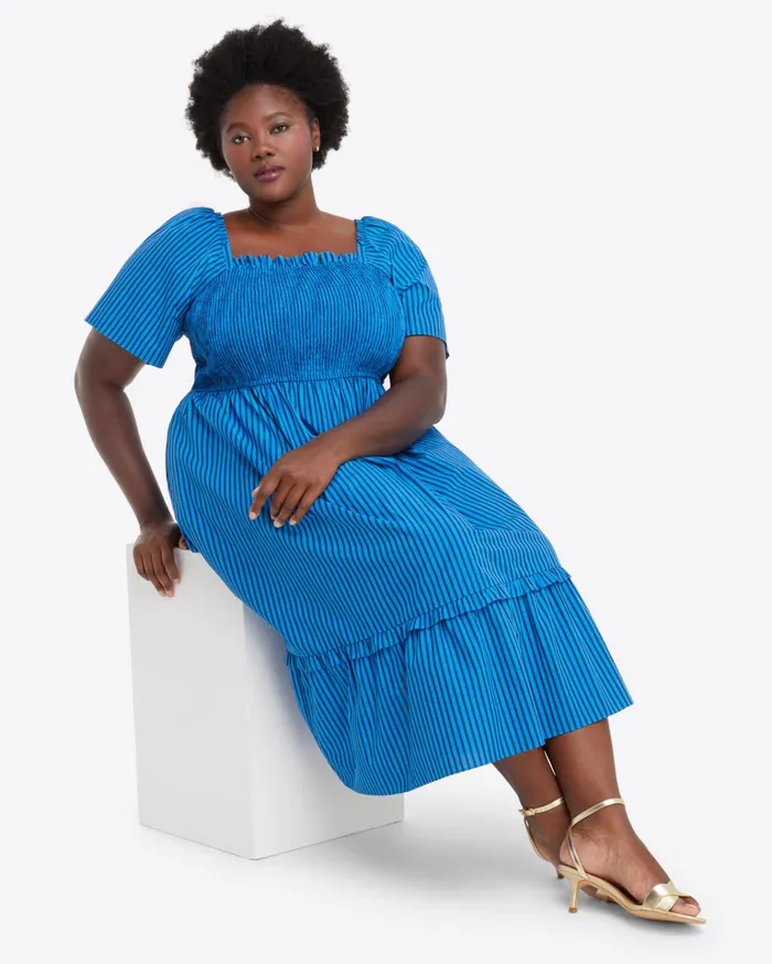 Draper James Deana Smocked Dress In Canopy Stripe Women Dresses