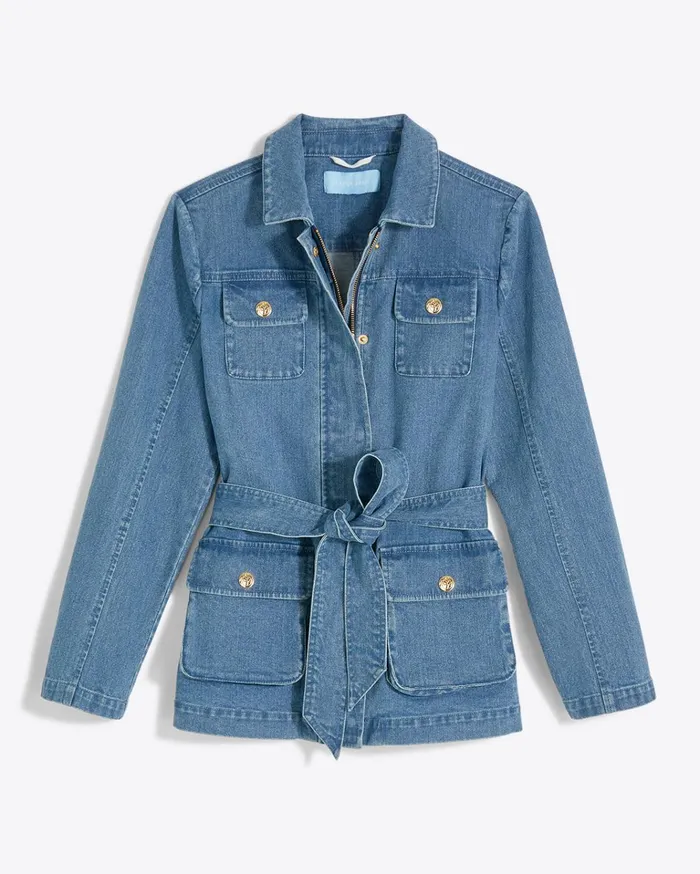 Draper James Field Jacket In Medium Wash Denim Women Tops