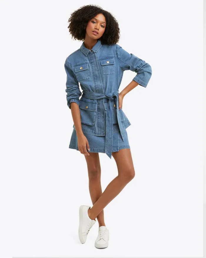 Draper James Field Jacket In Medium Wash Denim Women Tops