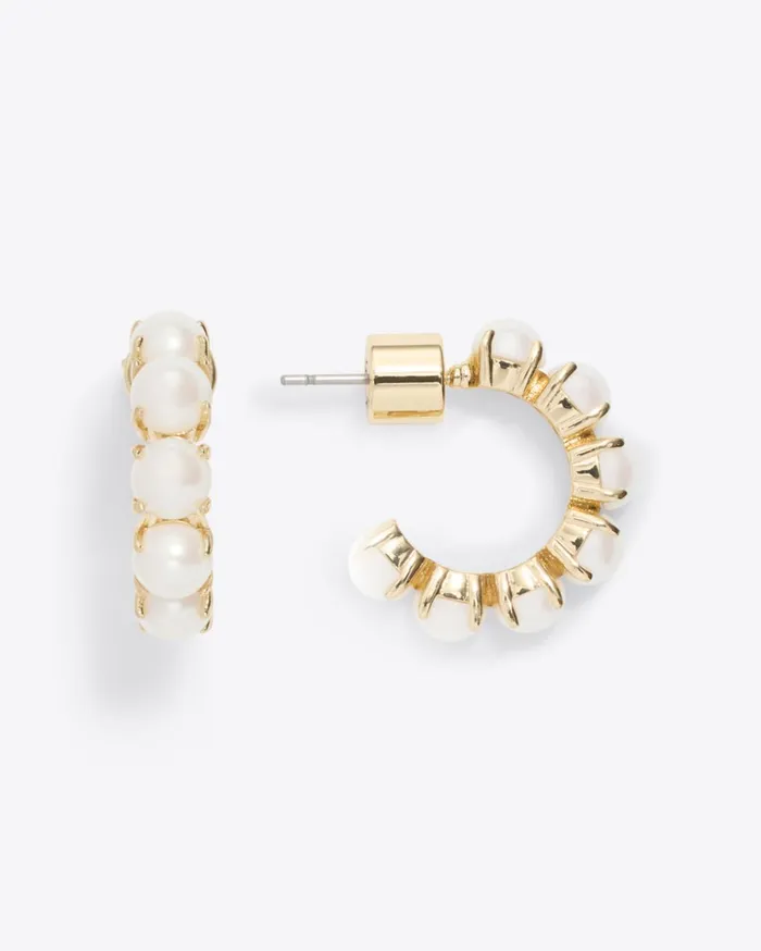 Draper James Huggie Hoops In Pearl Women Jewelry