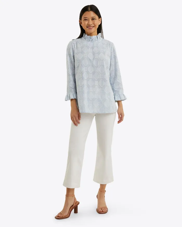Draper James Ingrid Top In Textured Stripe Women Tops