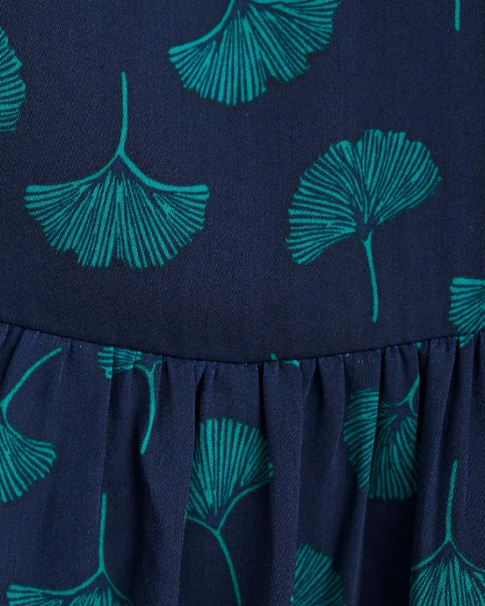 Draper James Long Sleeve Belted Dress In Ginko Leaf Women Dresses