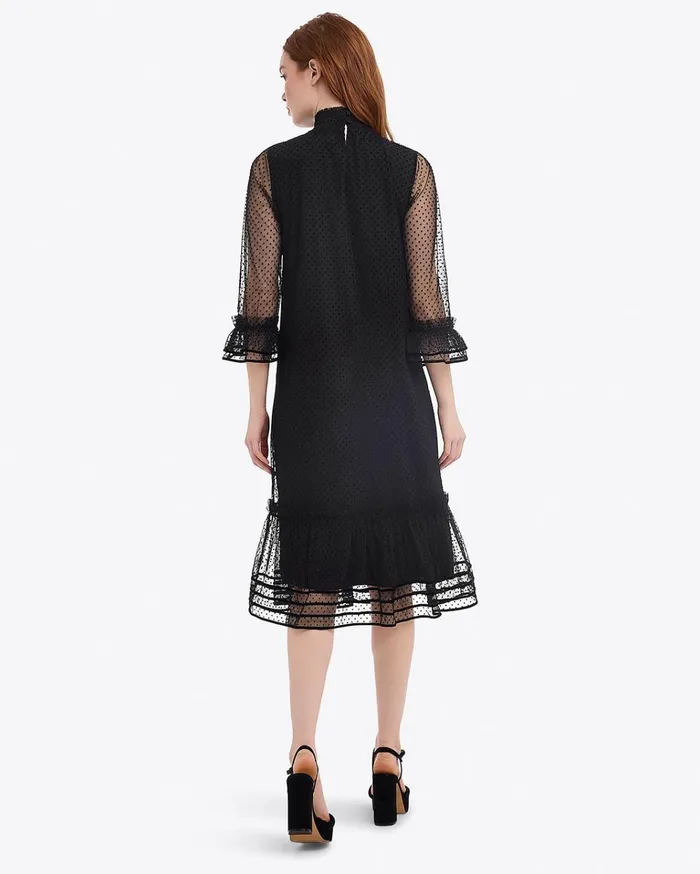 Draper James Long Sleeve Shift Dress In Tulle Women Dresses
