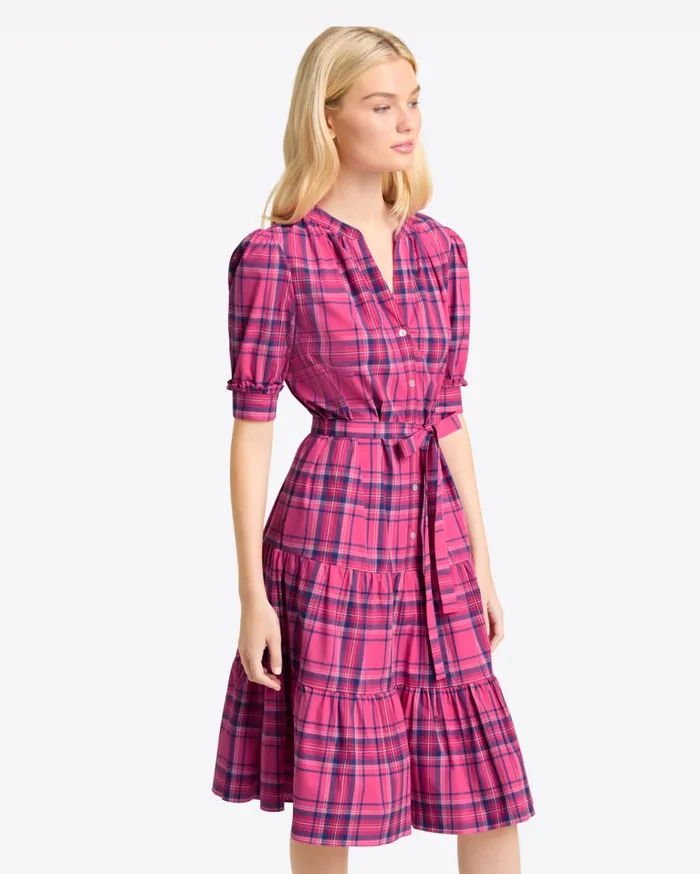 Draper James Loretta Shirt Dress In Pink Angie Plaid Women Dresses