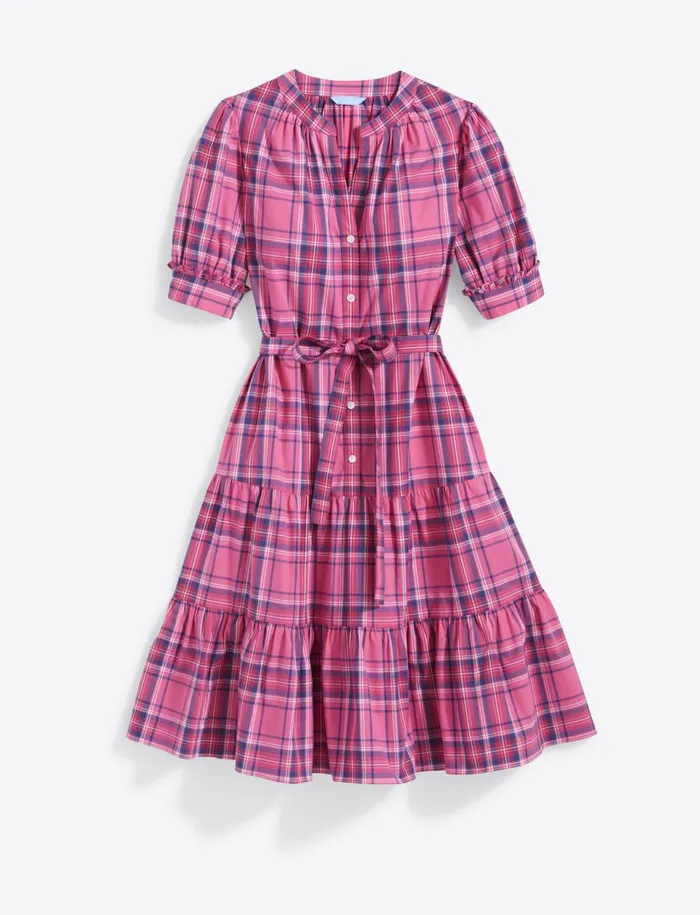Draper James Loretta Shirt Dress In Pink Angie Plaid Women Dresses