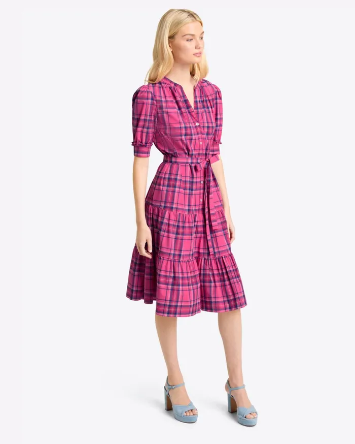 Draper James Loretta Shirt Dress In Pink Angie Plaid Women Dresses