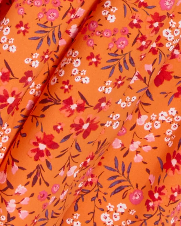 Draper James Margo Flutter Sleeve Dress In Apricot Pansy Floral Women Dresses