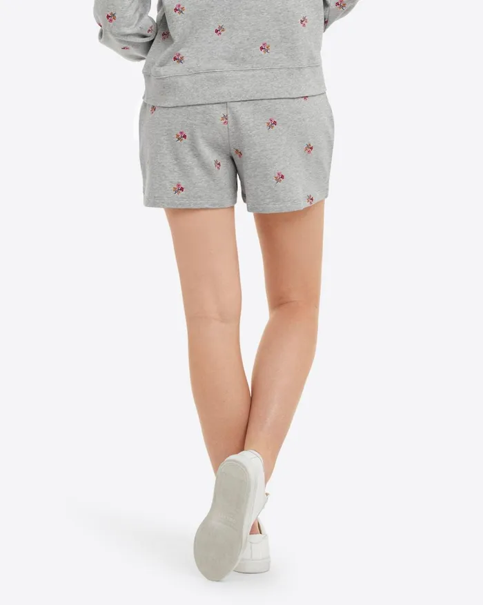 Draper James Natalie Sweat Shorts In Embroidered Viola Women Lounge and Pajamas