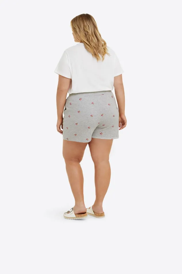Draper James Natalie Sweat Shorts In Embroidered Viola Women Lounge and Pajamas