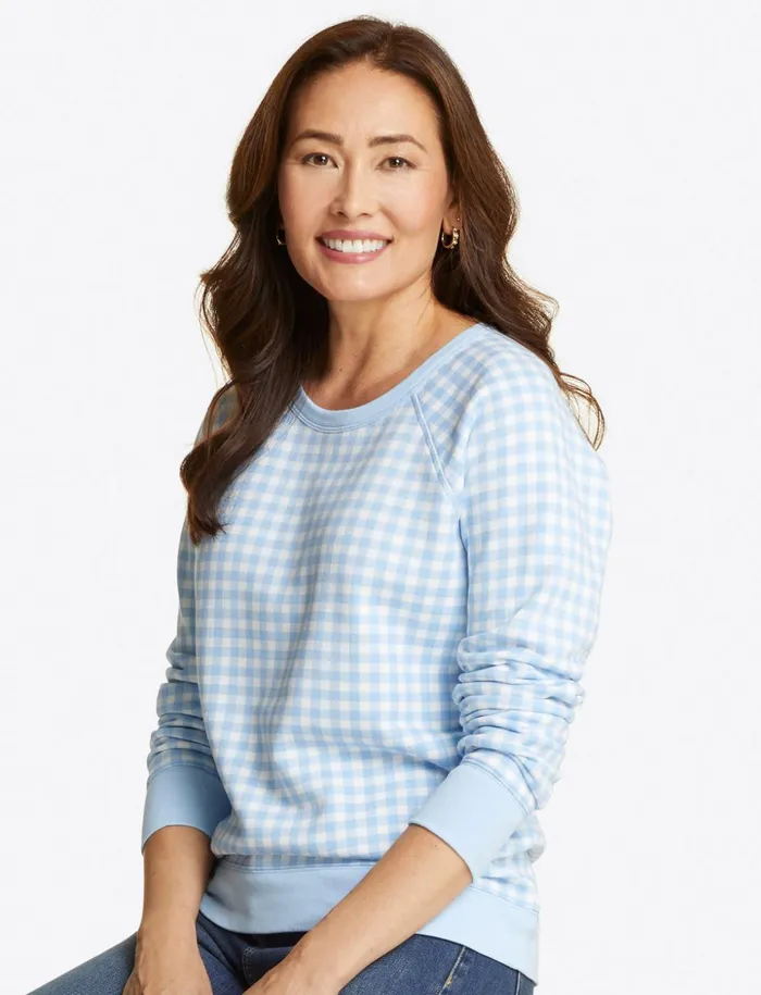 Draper James Natalie Sweatshirt In Gingham Women Tops