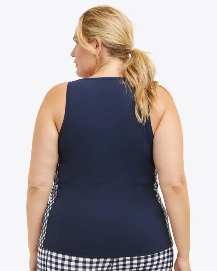 Draper James Panel Tank In Navy Gingham Women Sport