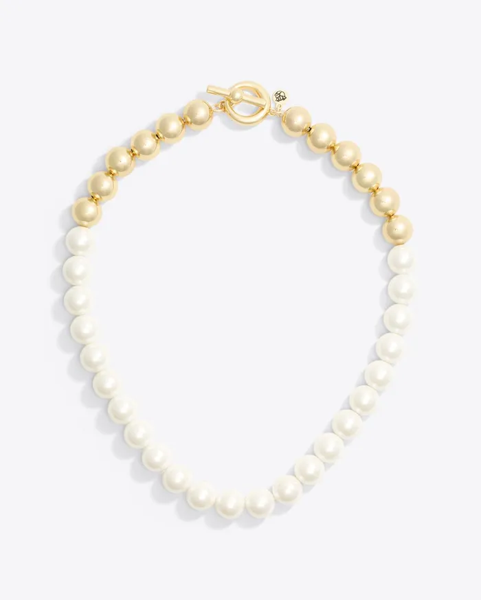 Draper James Pearl Gold Bead Necklace Women Jewelry