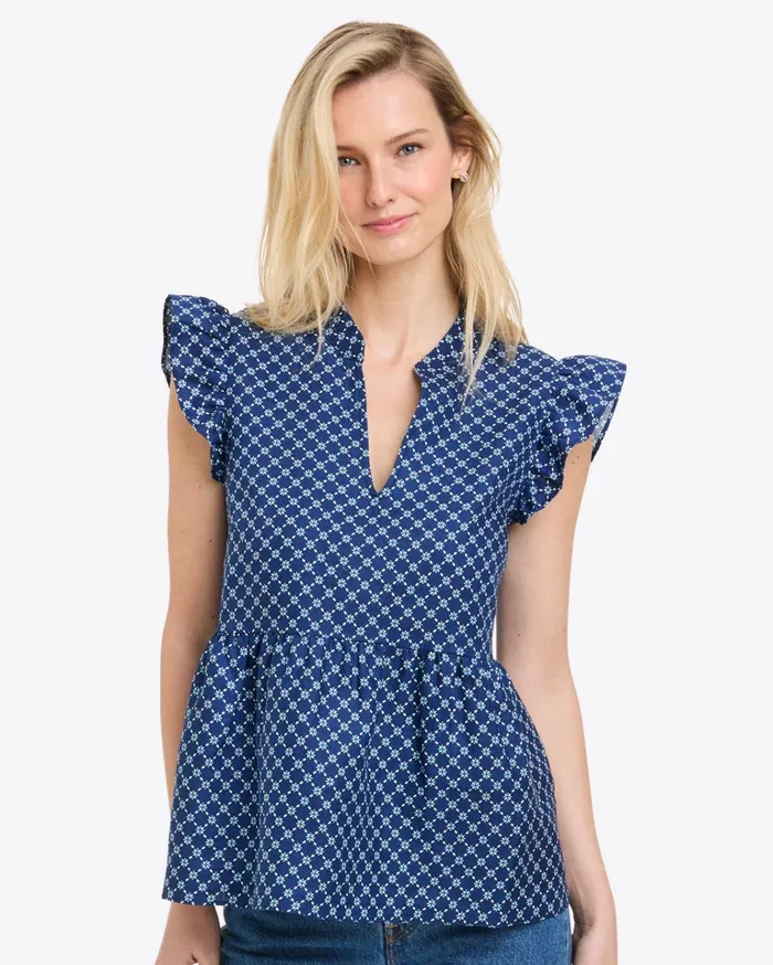 Draper James Penelope Top In Linen Women Tops