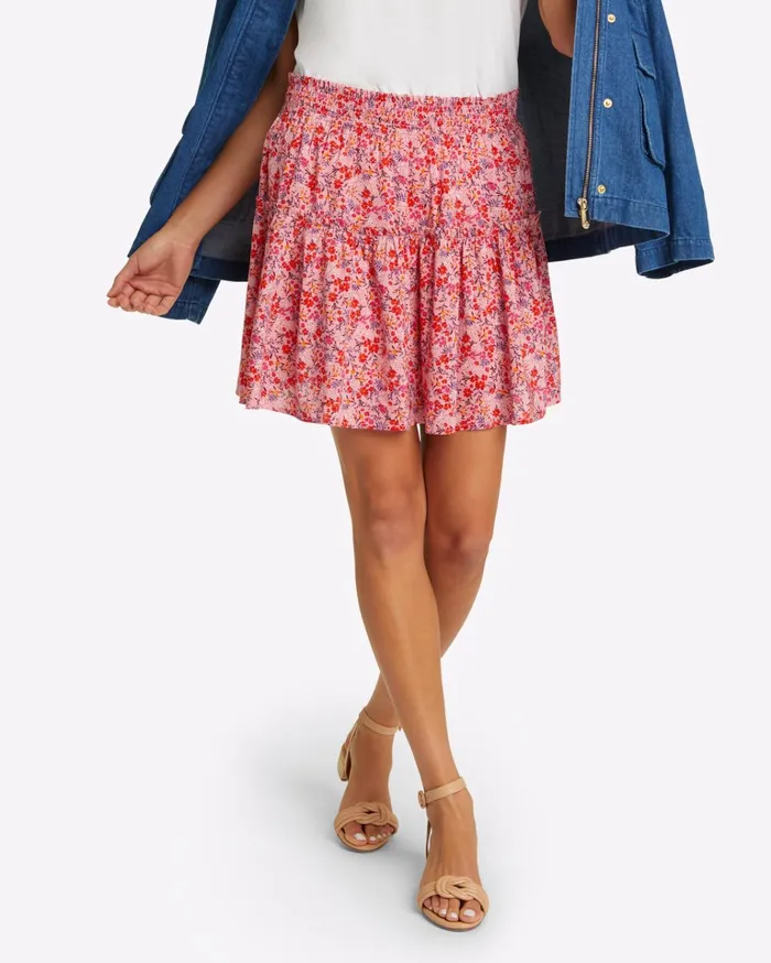 Draper James Pull On Mini Skirt In Blue Aster Women Bottoms and Skirts