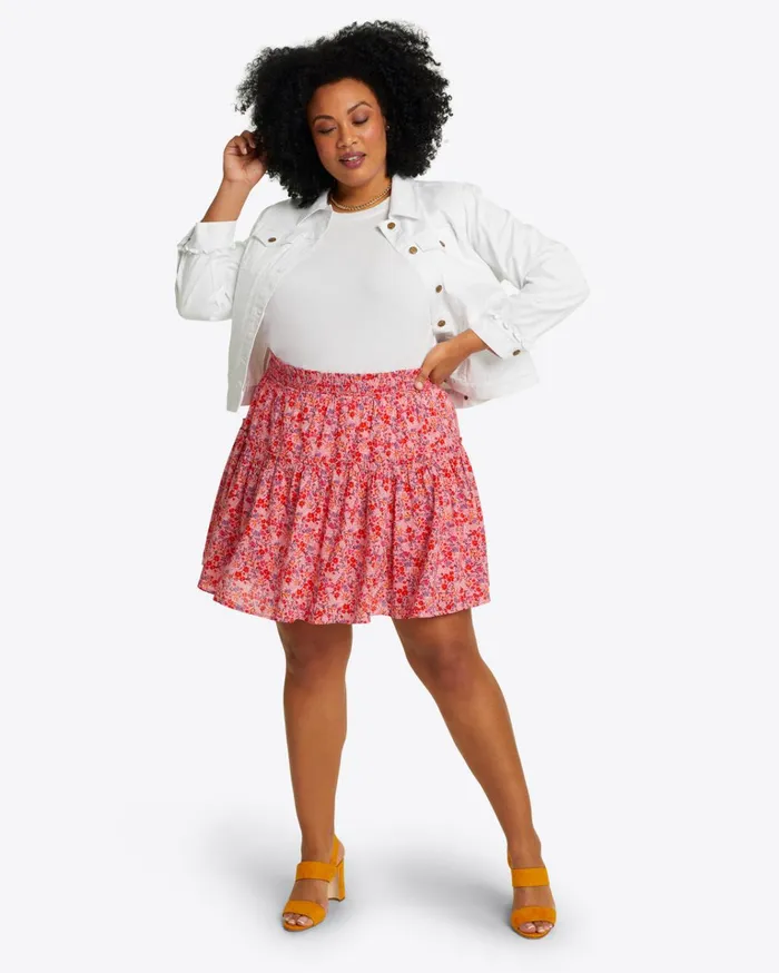 Draper James Pull On Mini Skirt In Blue Aster Women Bottoms and Skirts